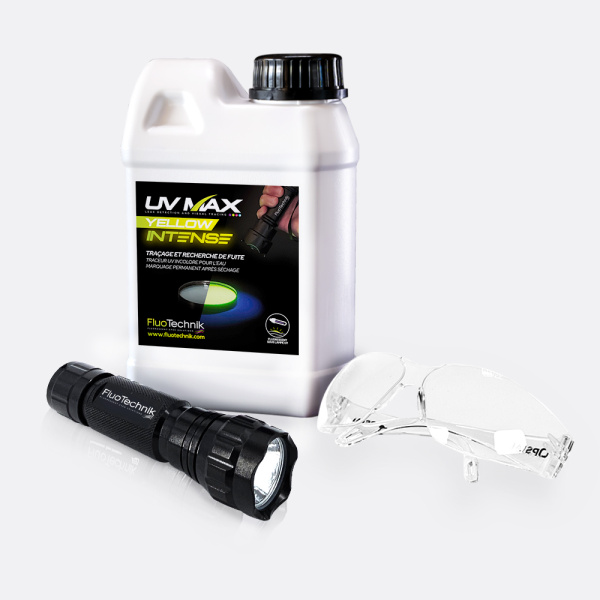 Leak detection and liquid leak test tracer - fluorescent colourless - UV MAX YELLOW INTENSE Leak detection and liquid leak test tracer - fluorescent colourless - UV MAX YELLOW INTENSE