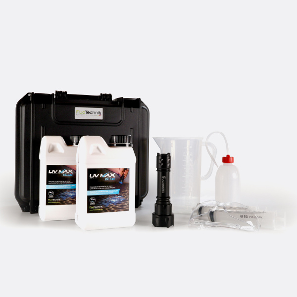 Fluorescent colourless liquid leak detection and tracing kit - PACK PRO UV MAX BLUE